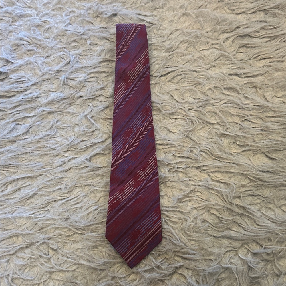 Missoni Cravatte Silk‎ Vintage Maroon and Blue Striped Tie